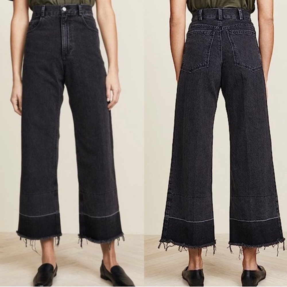 RACHEL COMEY original cropped wide leg high waisted LEGION jeans in faded black